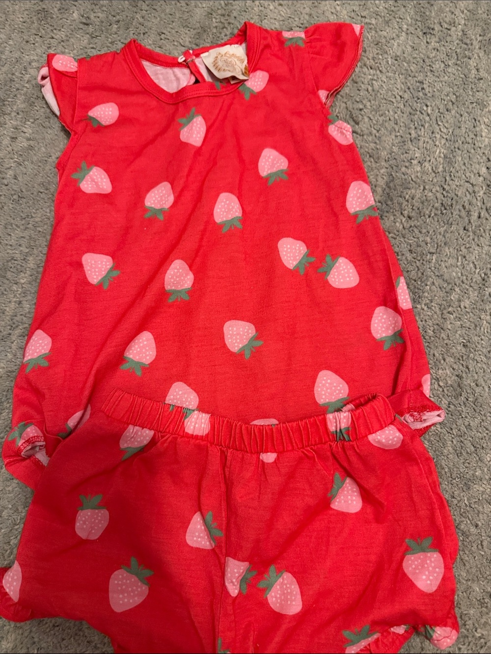 Beaufort Bonnet Girls Strawberry Print Red pajama Two-Piece Set